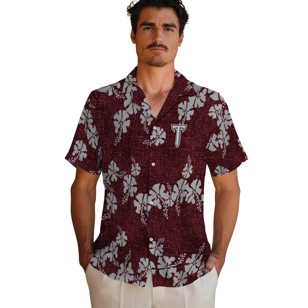 Troy Trojans Hawaiian Shirt - 50th State Flower troy trojans hibiscus petals red hawaiian shirts fashion forward