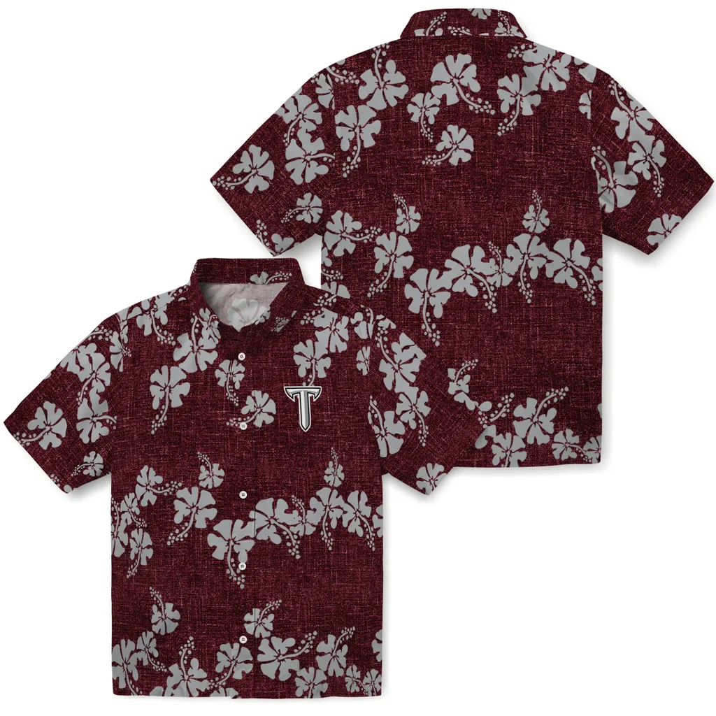 Troy Trojans Hawaiian Shirt - 50th State Flower troy trojans hibiscus petals red hawaiian shirts high quality