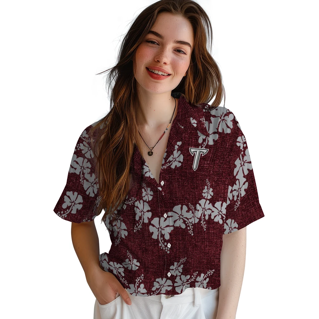 Troy Trojans Hawaiian Shirt - 50th State Flower troy trojans hibiscus petals red hawaiian shirts latest model