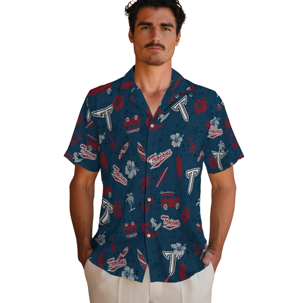 Troy Trojans Hawaiian Shirt - Beach Vibe troy trojans beach vibe navy hawaiian shirts fashion forward