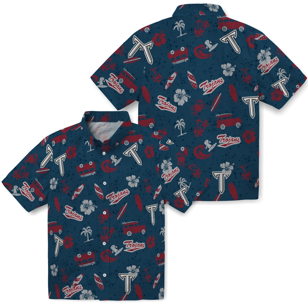 Troy Trojans Hawaiian Shirt - Beach Vibe troy trojans beach vibe navy hawaiian shirts high quality