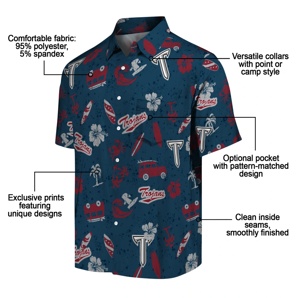 Troy Trojans Hawaiian Shirt - Beach Vibe troy trojans beach vibe navy hawaiian shirts new arrival