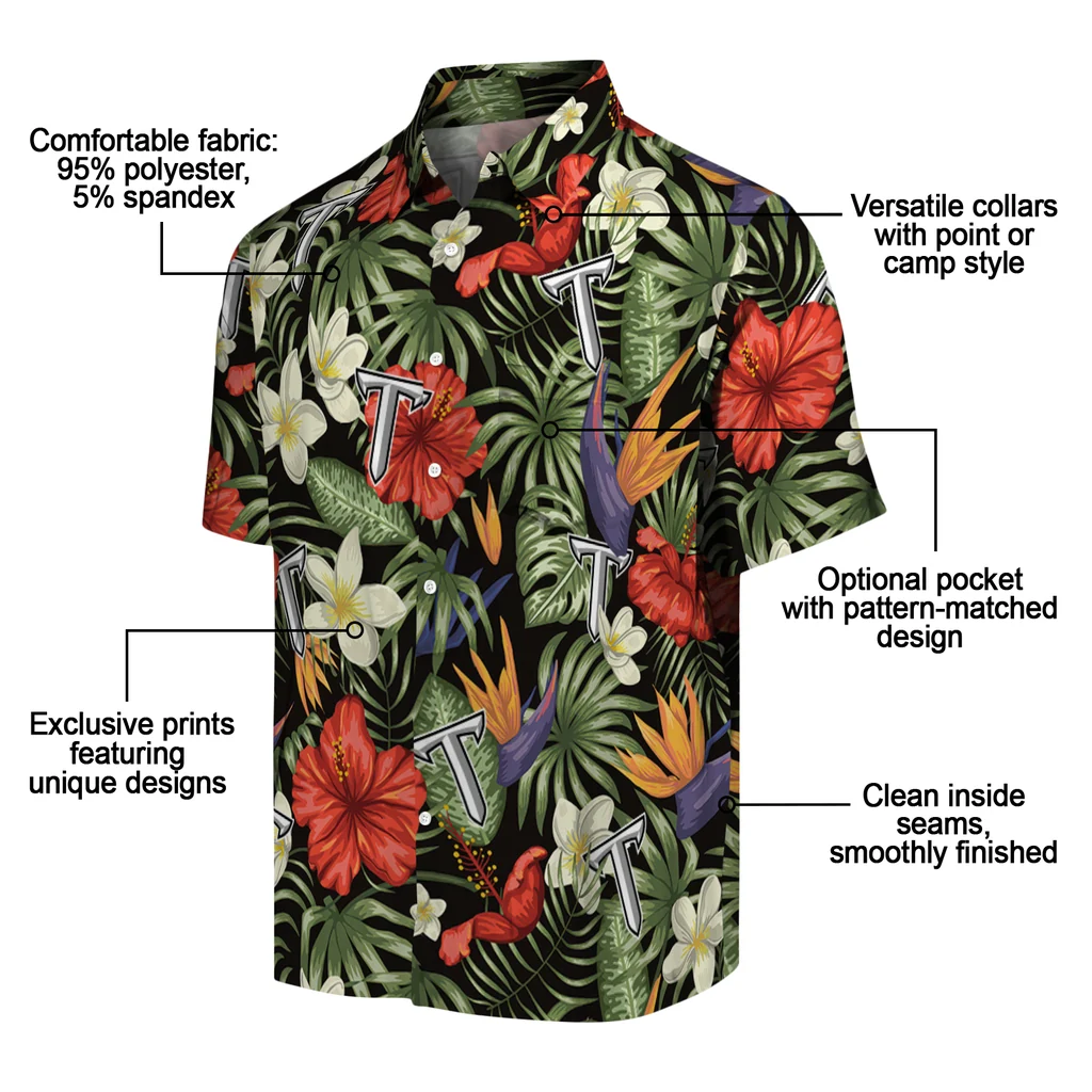 Troy Trojans Hawaiian Shirt - Hawaii Floral Hibiscus troy trojans hibiscus bird hawaiian shirts new arrival
