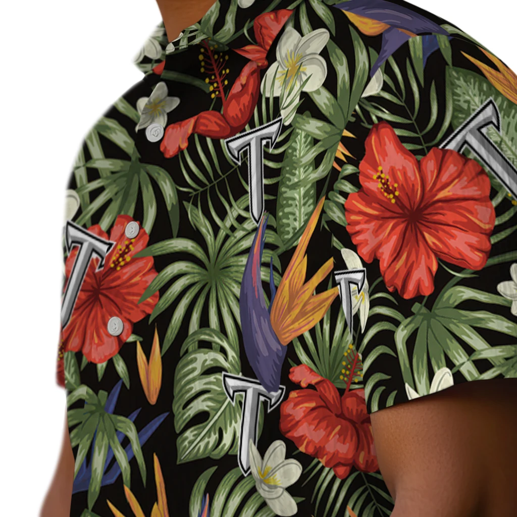 Troy Trojans Hawaiian Shirt - Hawaii Floral Hibiscus troy trojans hibiscus bird hawaiian shirts trendy