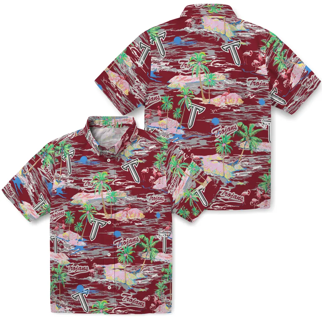 Troy Trojans Hawaiian Shirt - Hawaii Island troy trojans flamingo retreat red hawaiian shirts high quality