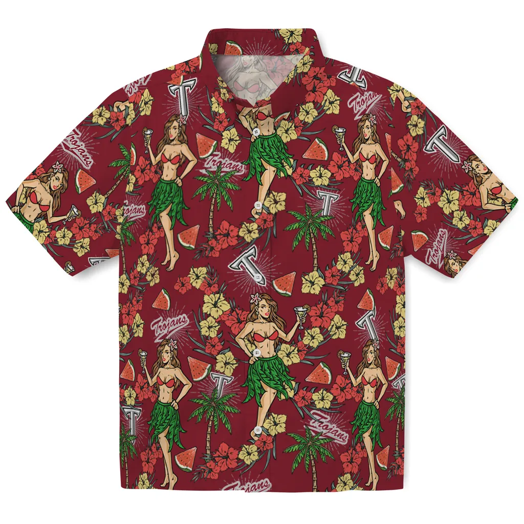 Troy Trojans Hawaiian Shirt - Hawaiian Girls Design troy trojans hawaiian girls design red hawaiian shirts best selling