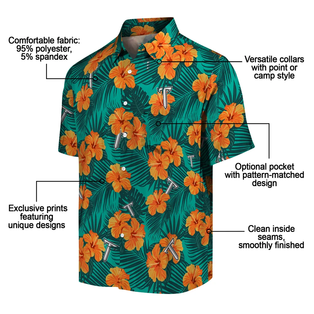 Troy Trojans Hawaiian Shirt - Hibiscus and Palm Leaves troy trojans hibiscus escape green hawaiian shirts new arrival