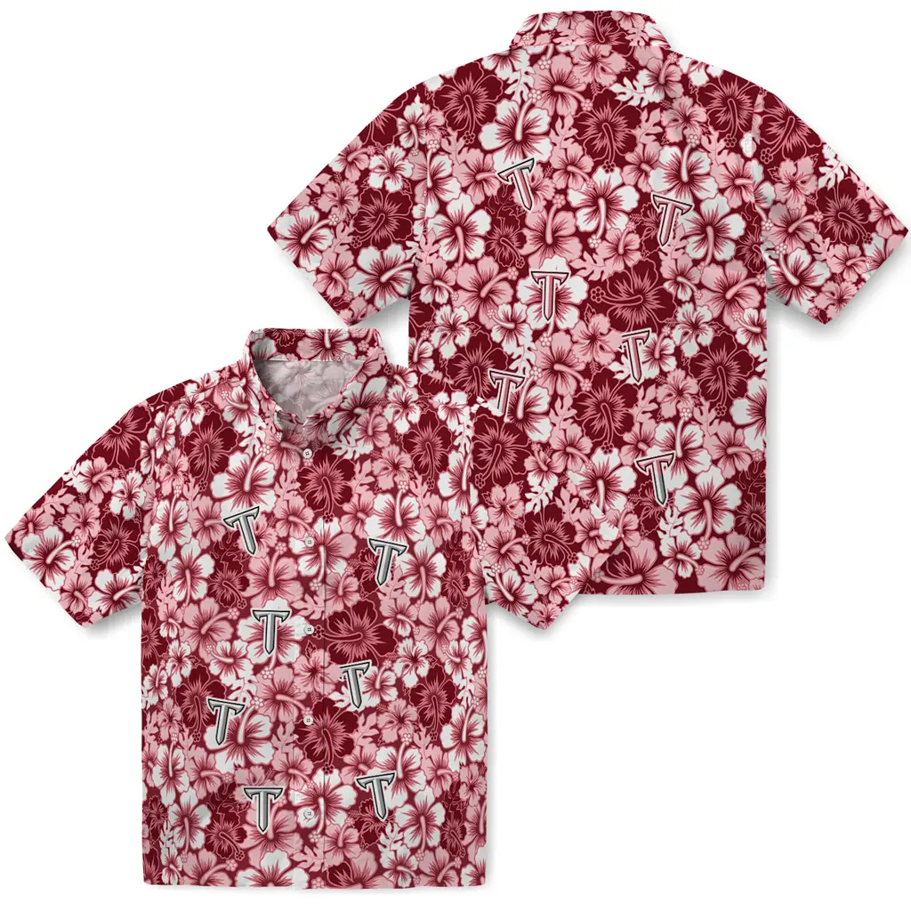 Troy Trojans Hawaiian Shirt - Hibiscus Blooms troy trojans hibiscus blooms red hawaiian shirts high quality