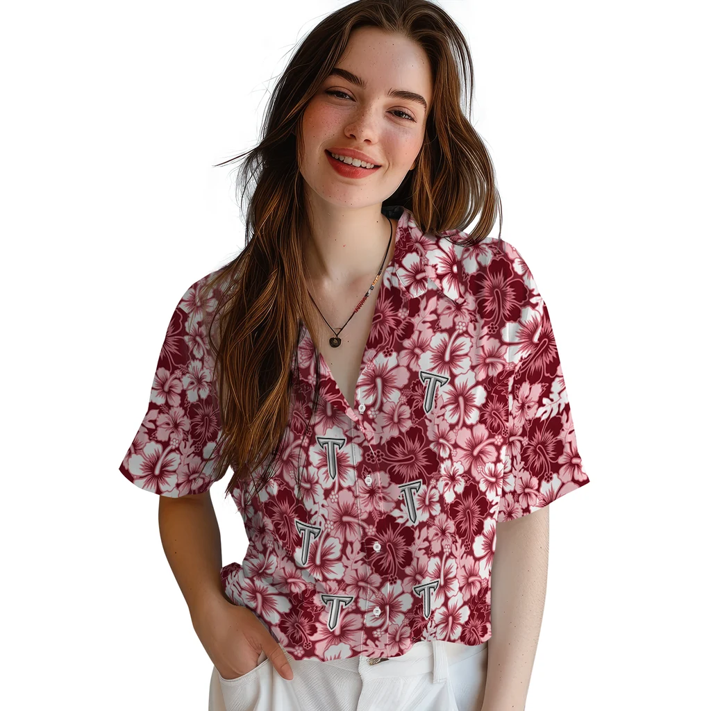 Troy Trojans Hawaiian Shirt - Hibiscus Blooms troy trojans hibiscus blooms red hawaiian shirts latest model