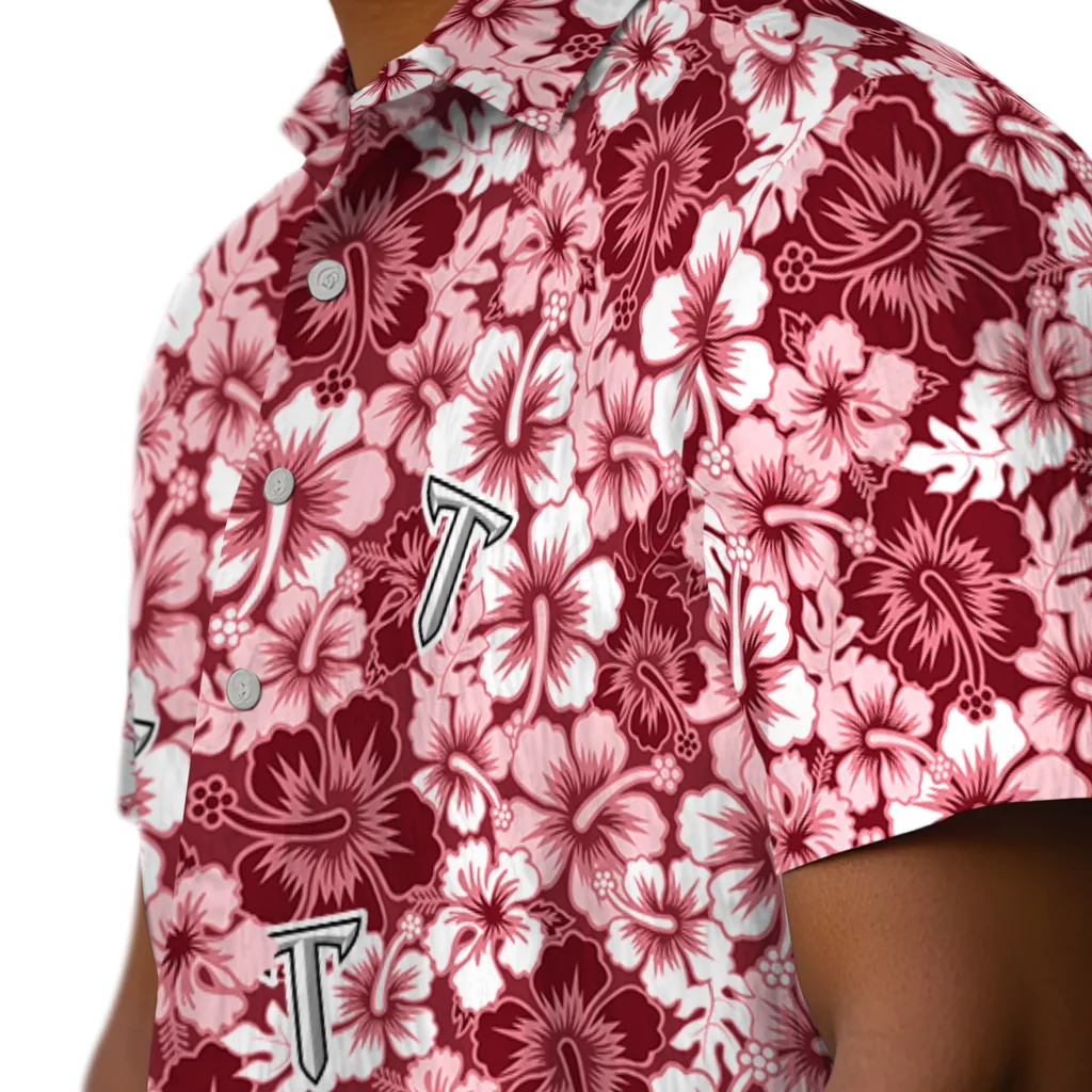Troy Trojans Hawaiian Shirt - Hibiscus Blooms troy trojans hibiscus blooms red hawaiian shirts trendy