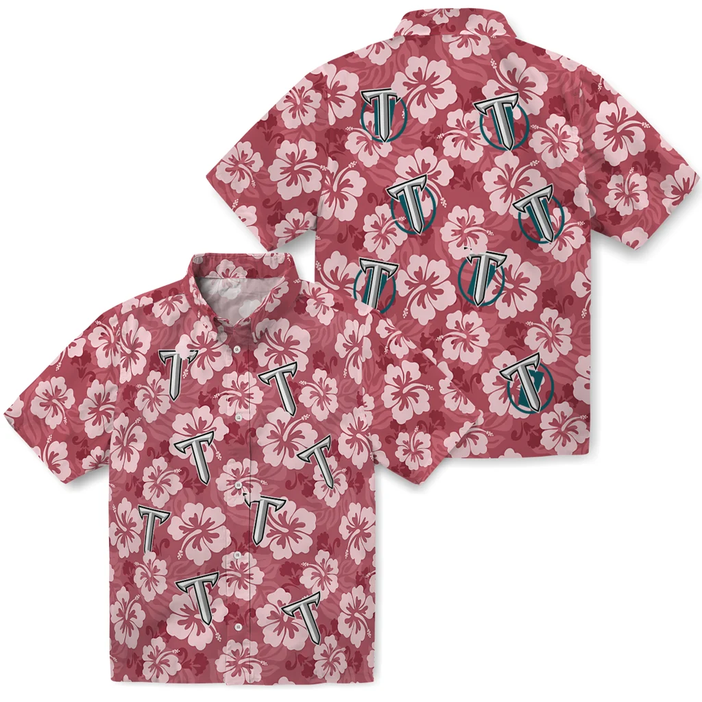 Troy Trojans Hawaiian Shirt - Hibiscus Cluster troy trojans hibiscus cluster red hawaiian shirts high quality