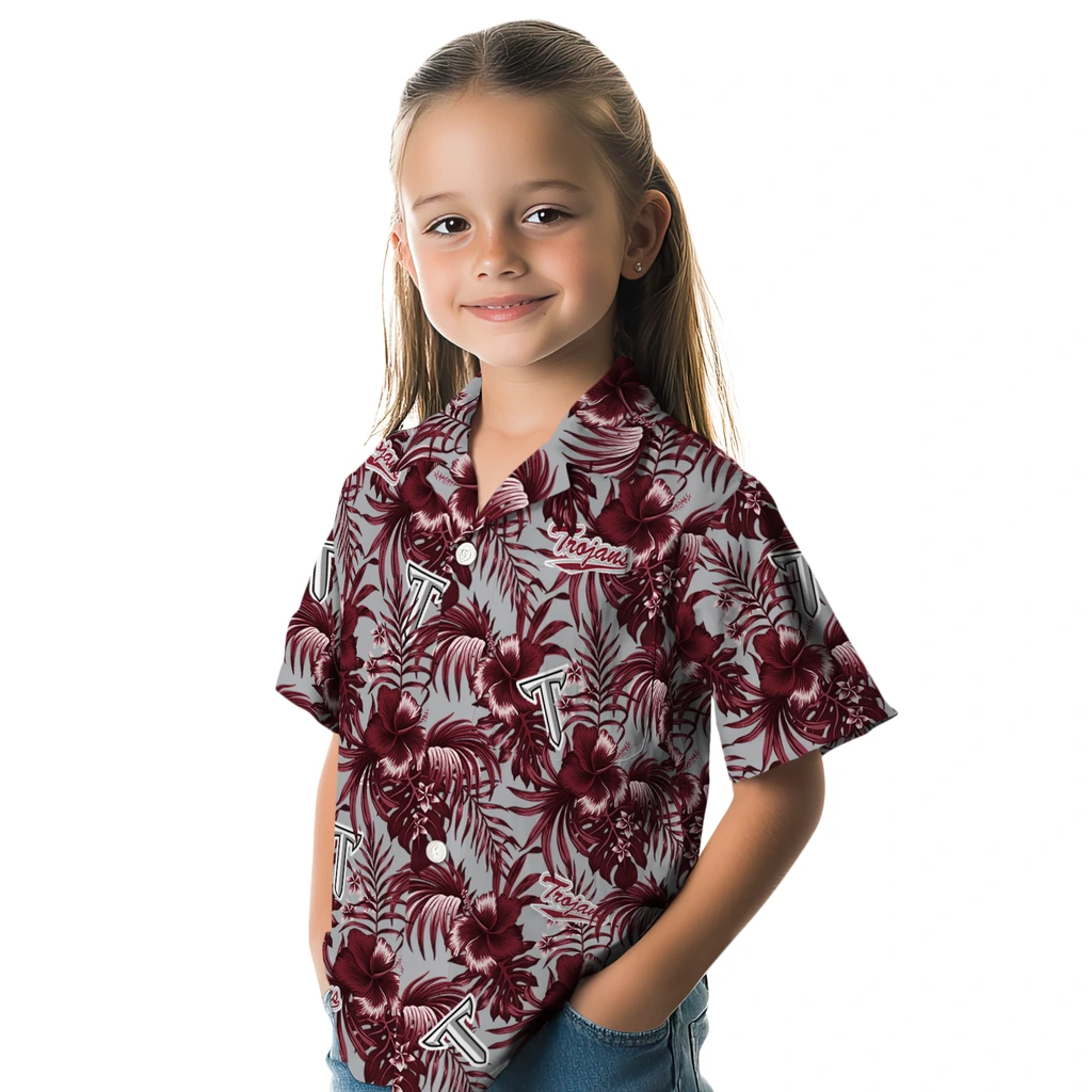 Troy Trojans Hawaiian Shirt - Hibiscus Exotic troy trojans hibiscus exotic red hawaiian shirts premium grade