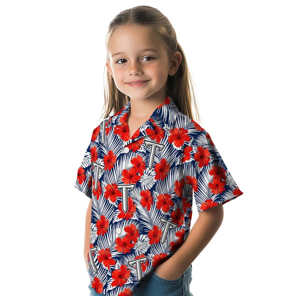 Troy Trojans Hawaiian Shirt - Hibiscus Fiesta troy trojans hibiscus fiesta red royal blue hawaiian shirts premium grade