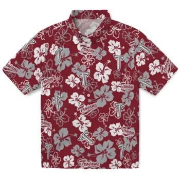 troy trojans hibiscus bloom red hawaiian shirts best selling