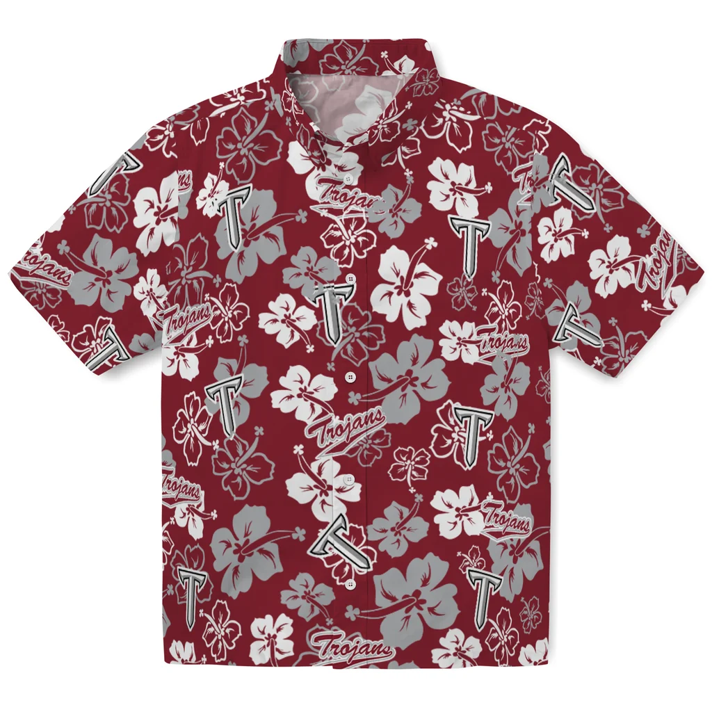 Troy Trojans Hawaiian Shirt - Hibiscus Flower Design troy trojans hibiscus bloom red hawaiian shirts best selling