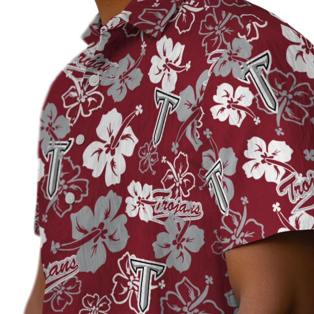 Troy Trojans Hawaiian Shirt - Hibiscus Flower Design troy trojans hibiscus bloom red hawaiian shirts trendy