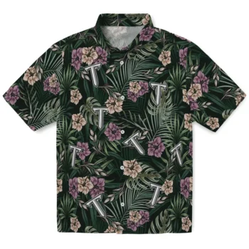 troy trojans hibiscus leaves pattern green hawaiian shirts best selling