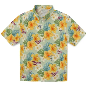 troy trojans hibiscus mood pale lime yellow hawaiian shirts best selling