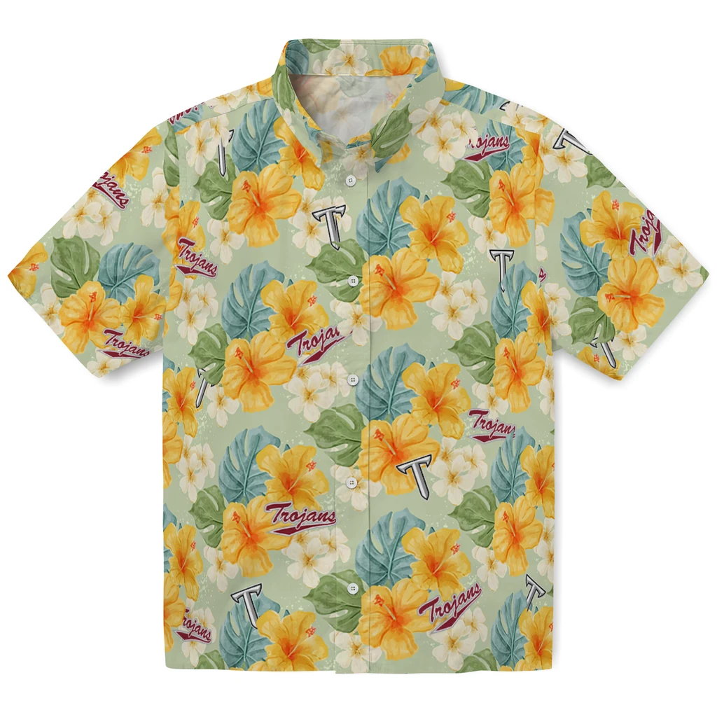 Troy Trojans Hawaiian Shirt - Hibiscus Mood troy trojans hibiscus mood pale lime yellow hawaiian shirts best selling