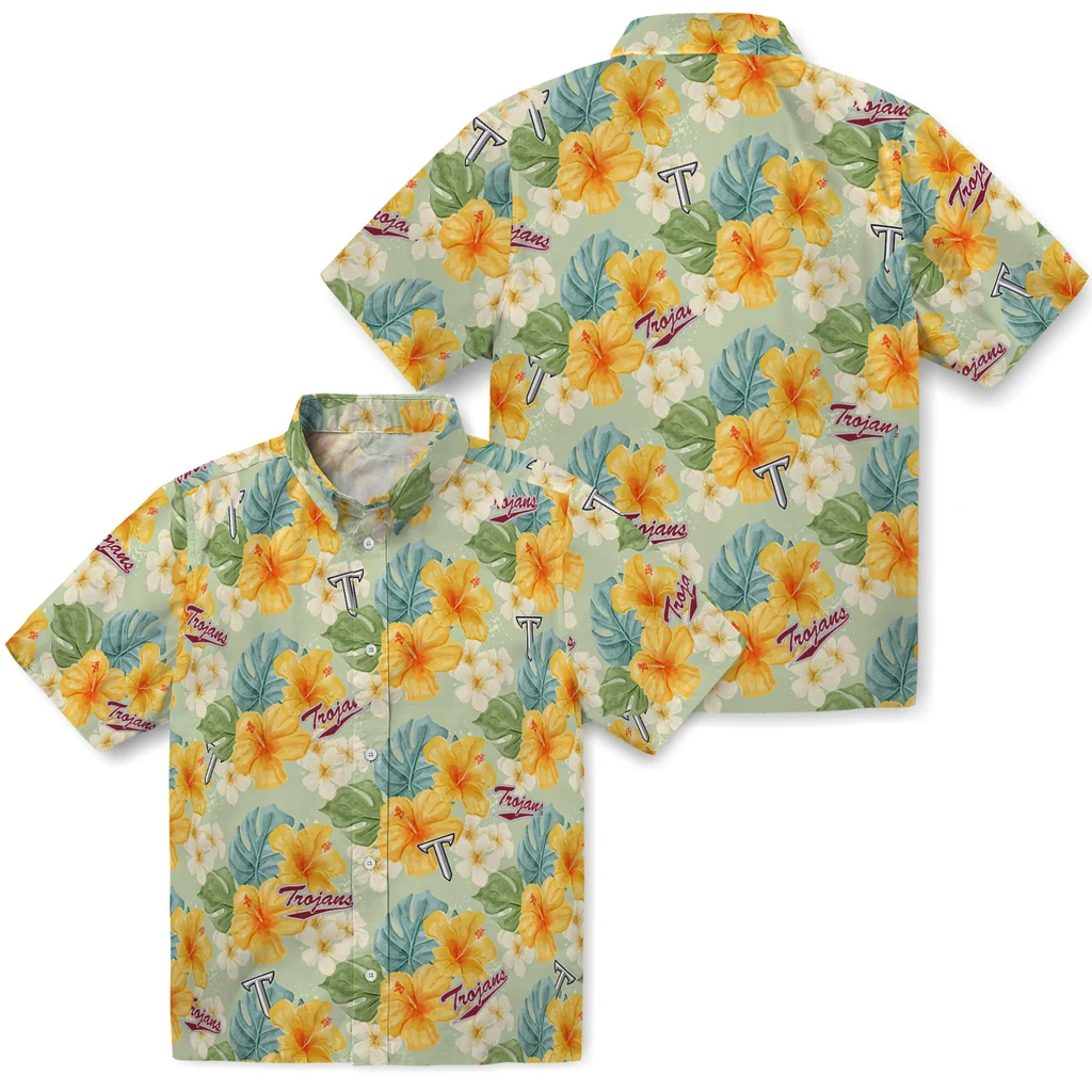 Troy Trojans Hawaiian Shirt - Hibiscus Mood troy trojans hibiscus mood pale lime yellow hawaiian shirts high quality
