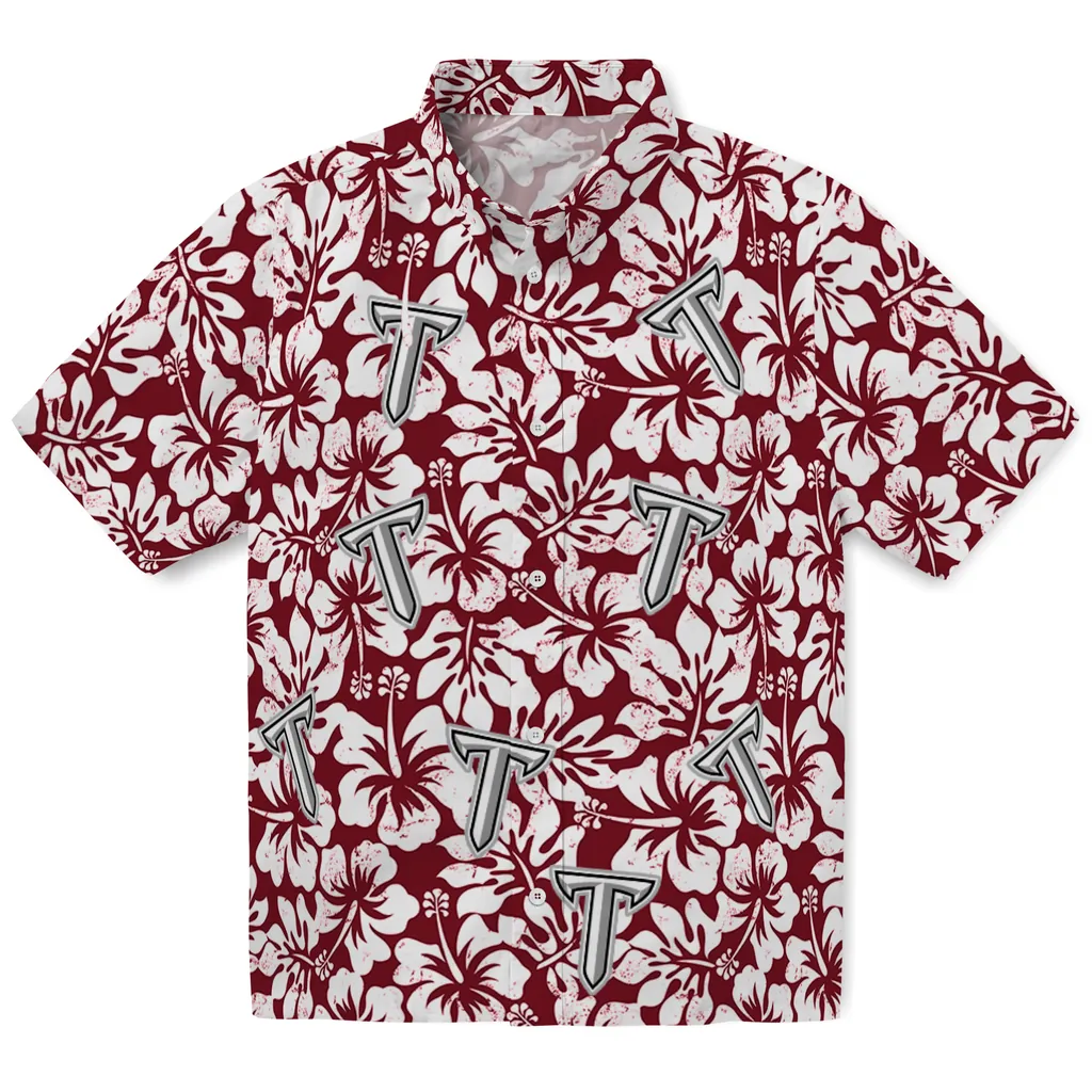 Troy Trojans Hawaiian Shirt - Hibiscus Motif troy trojans hibiscus motif red white hawaiian shirts best selling