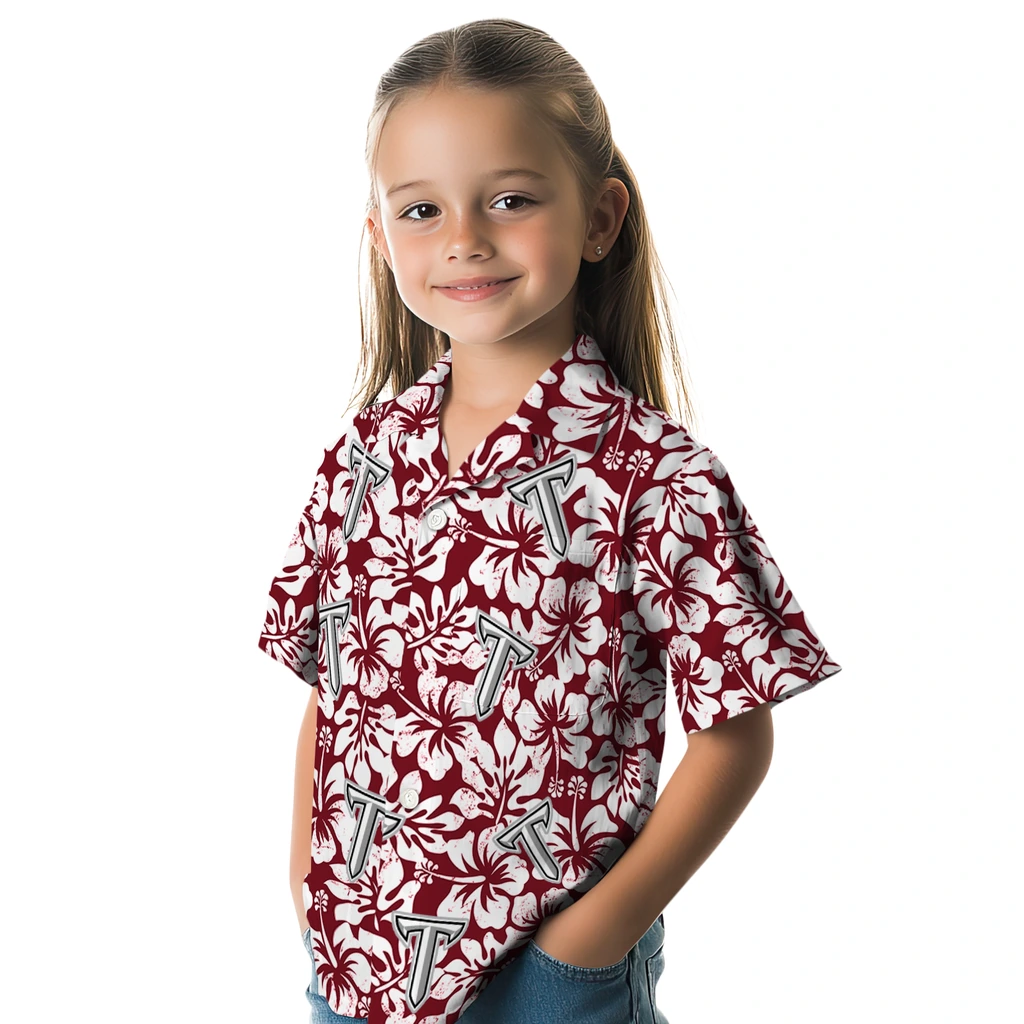 Troy Trojans Hawaiian Shirt - Hibiscus Motif troy trojans hibiscus motif red white hawaiian shirts premium grade