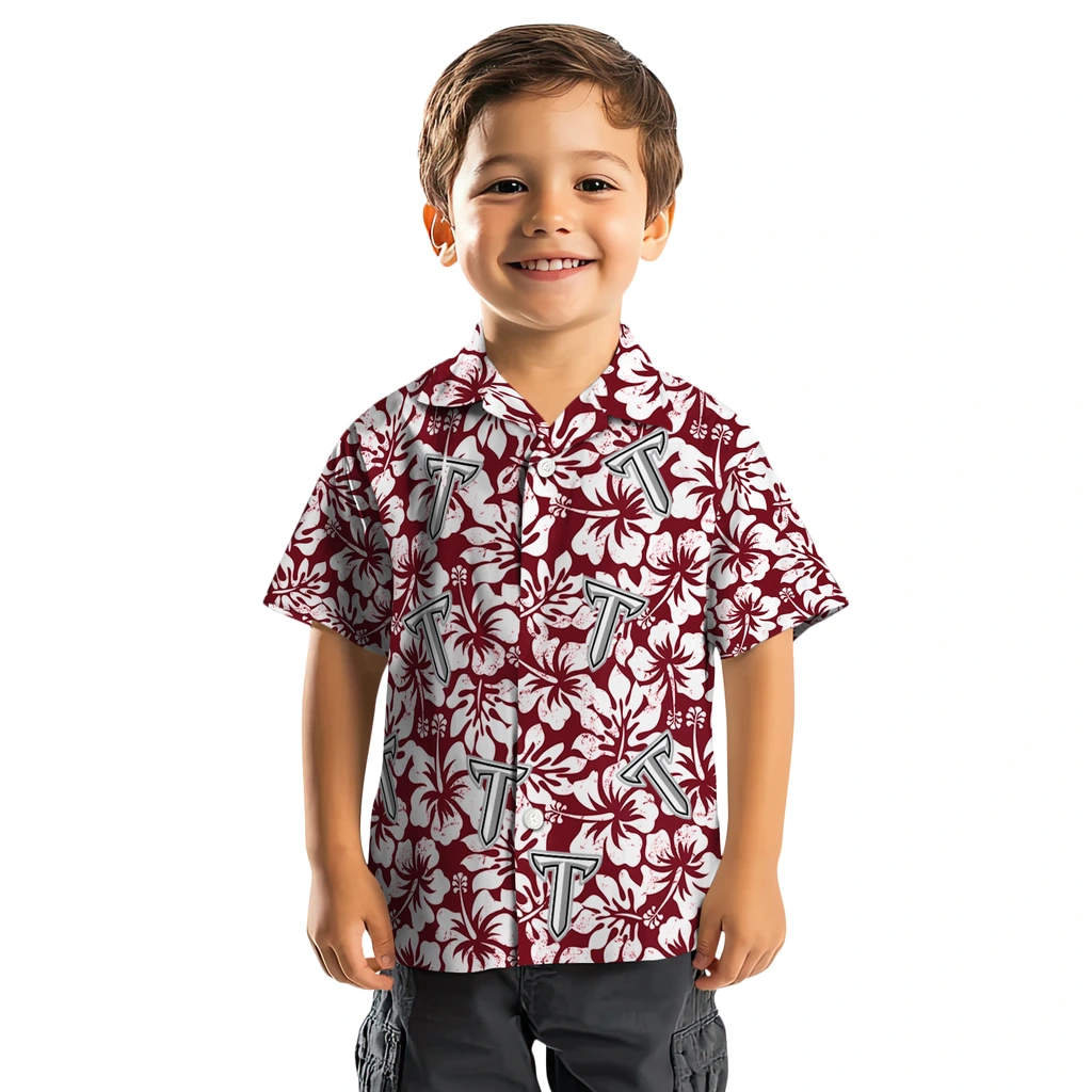 Troy Trojans Hawaiian Shirt - Hibiscus Motif troy trojans hibiscus motif red white hawaiian shirts top rated