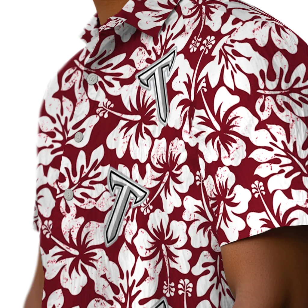 Troy Trojans Hawaiian Shirt - Hibiscus Motif troy trojans hibiscus motif red white hawaiian shirts trendy