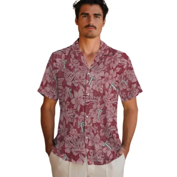 troy trojans hibiscus oasis red hawaiian shirts fashion forward