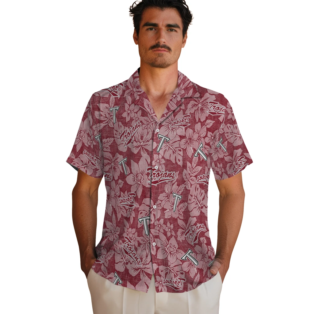 Troy Trojans Hawaiian Shirt - Hibiscus Oasis troy trojans hibiscus oasis red hawaiian shirts fashion forward