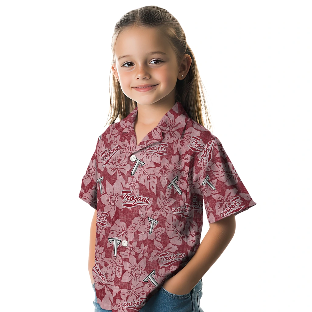 Troy Trojans Hawaiian Shirt - Hibiscus Oasis troy trojans hibiscus oasis red hawaiian shirts premium grade