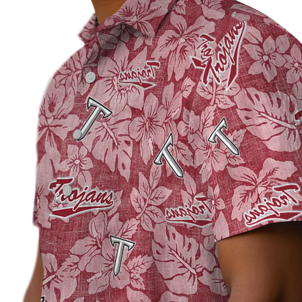 Troy Trojans Hawaiian Shirt - Hibiscus Oasis troy trojans hibiscus oasis red hawaiian shirts trendy
