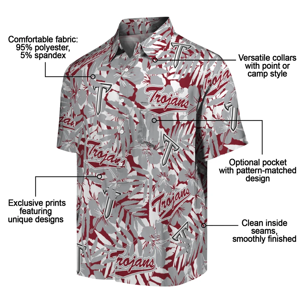 Troy Trojans Hawaiian Shirt - Hibiscus Overlay troy trojans hibiscus overlay hawaiian shirts new arrival