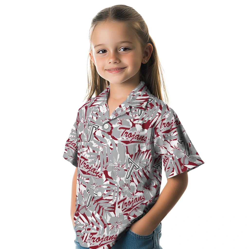 Troy Trojans Hawaiian Shirt - Hibiscus Overlay troy trojans hibiscus overlay hawaiian shirts premium grade