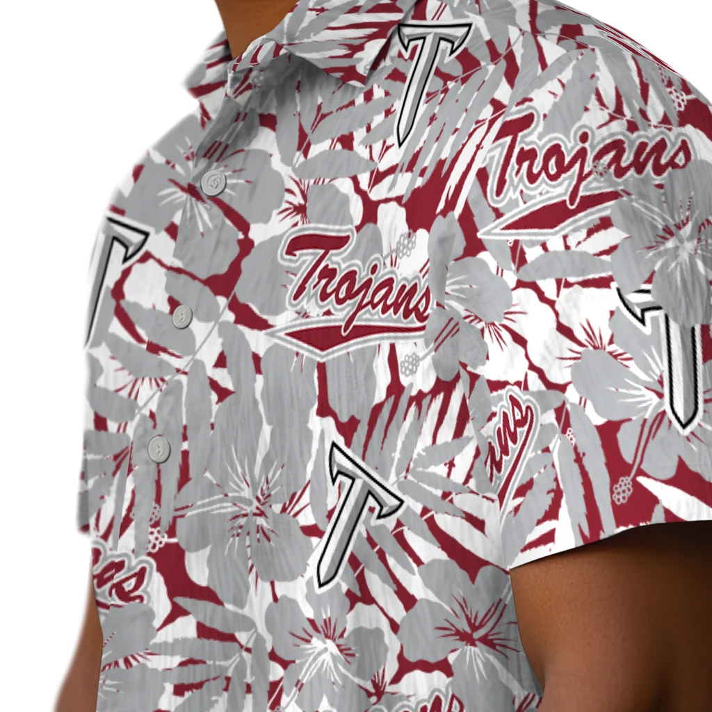 Troy Trojans Hawaiian Shirt - Hibiscus Overlay troy trojans hibiscus overlay hawaiian shirts trendy