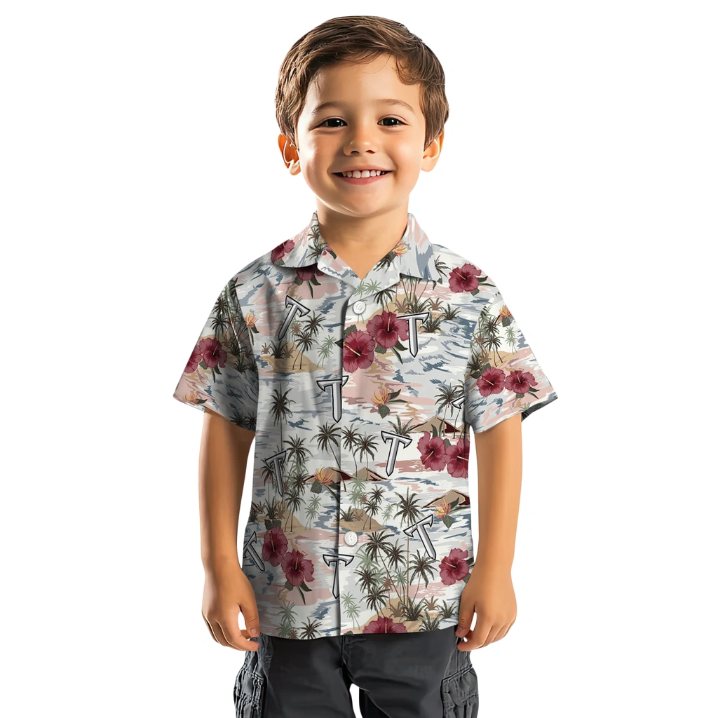 Troy Trojans Hawaiian Shirt - Hibiscus Seaside troy trojans hibiscus seaside white hawaiian shirts top rated