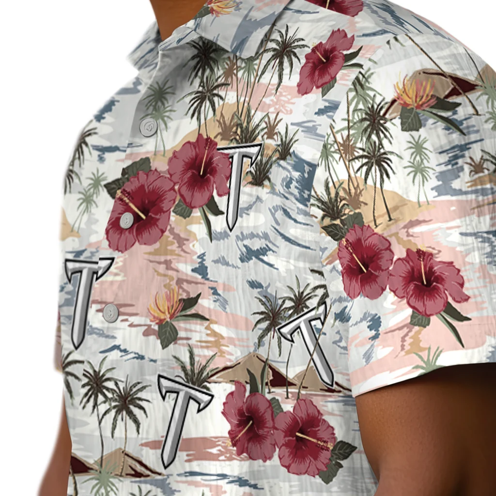 Troy Trojans Hawaiian Shirt - Hibiscus Seaside troy trojans hibiscus seaside white hawaiian shirts trendy