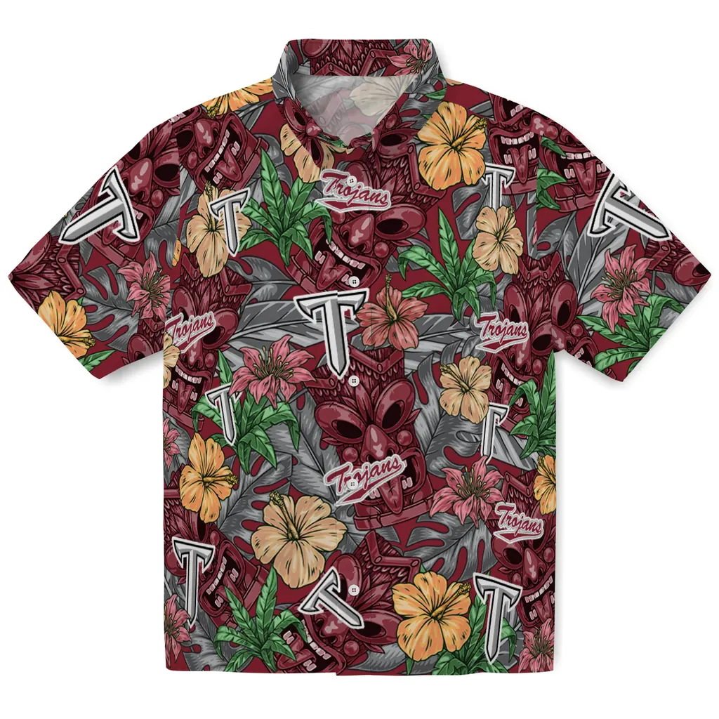 Troy Trojans Hawaiian Shirt - Hibiscus Tiki Jungle troy trojans tiki jungle red hawaiian shirts best selling