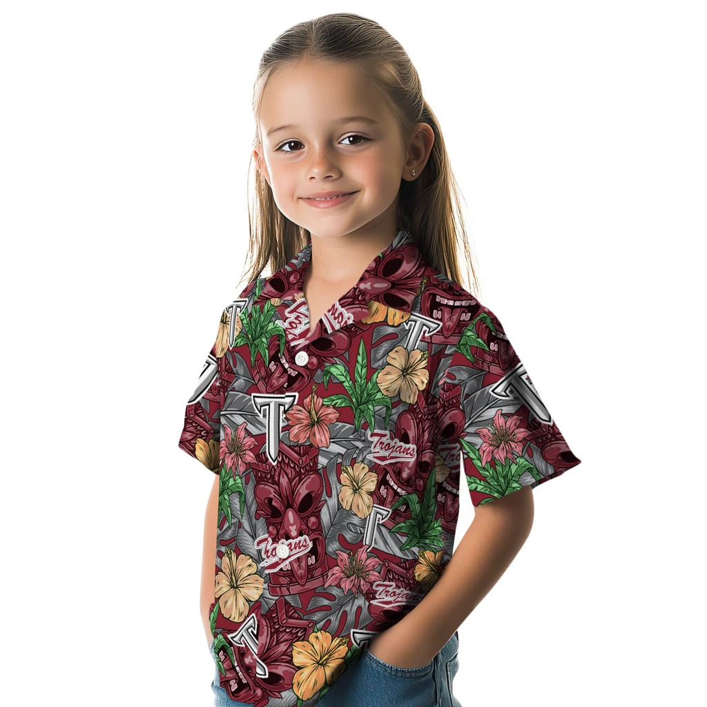 Troy Trojans Hawaiian Shirt - Hibiscus Tiki Jungle troy trojans tiki jungle red hawaiian shirts premium grade