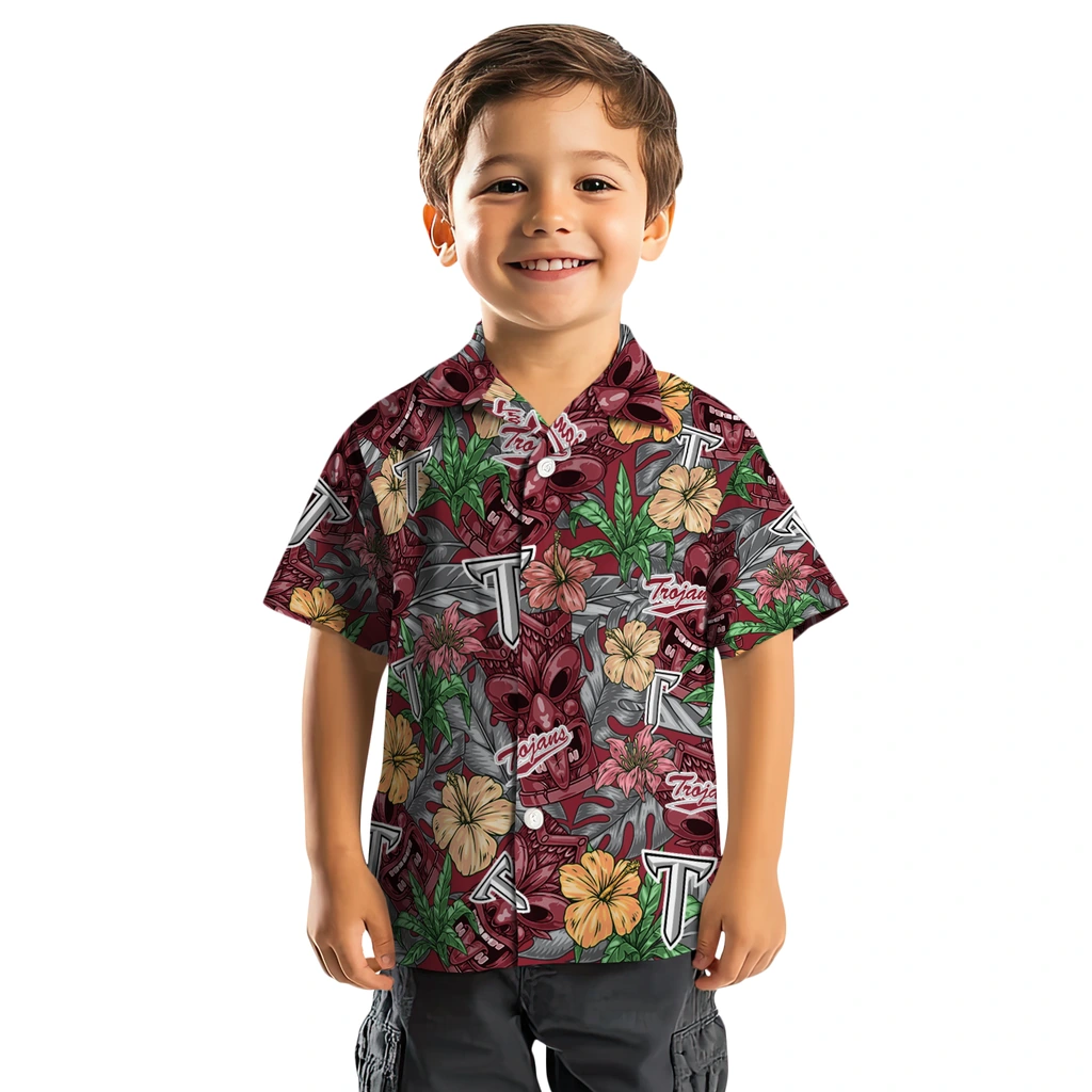 Troy Trojans Hawaiian Shirt - Hibiscus Tiki Jungle troy trojans tiki jungle red hawaiian shirts top rated