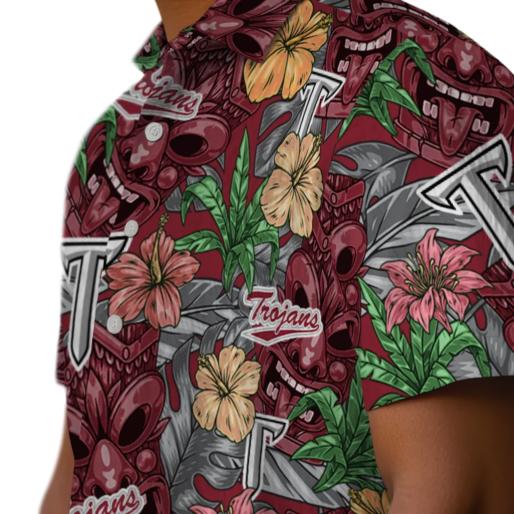 Troy Trojans Hawaiian Shirt - Hibiscus Tiki Jungle troy trojans tiki jungle red hawaiian shirts trendy