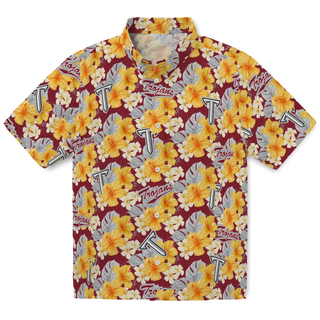 Troy Trojans Hawaiian Shirt - Hibiscus Tropics troy trojans hibiscus tropics red yellow hawaiian shirts best selling