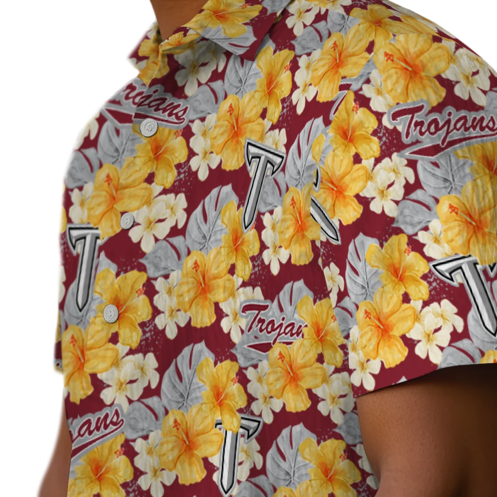 Troy Trojans Hawaiian Shirt - Hibiscus Tropics troy trojans hibiscus tropics red yellow hawaiian shirts trendy