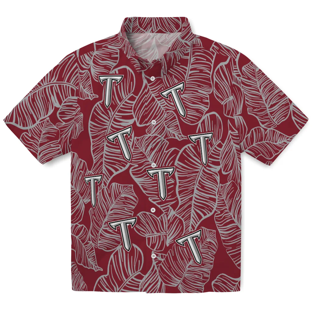 Troy Trojans Hawaiian Shirt - Leaf Outline troy trojans leaf outline red hawaiian shirts best selling