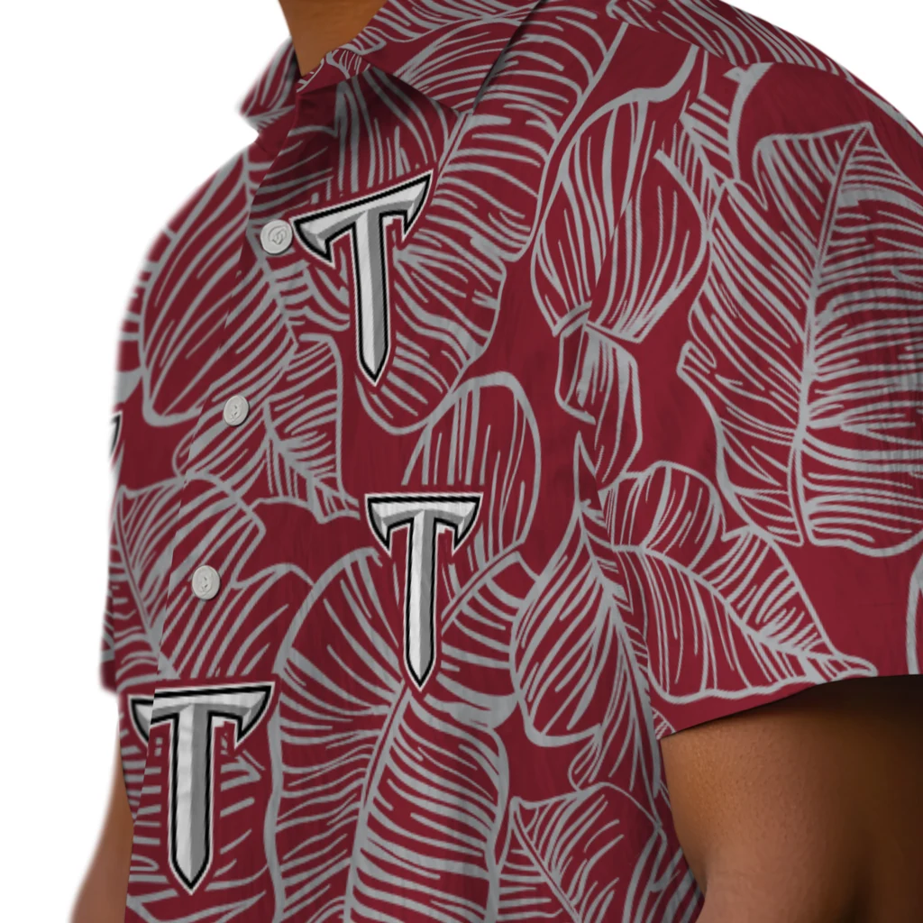 Troy Trojans Hawaiian Shirt - Leaf Outline troy trojans leaf outline red hawaiian shirts trendy