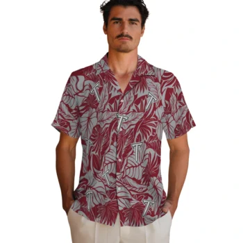 troy trojans monstera layer red hawaiian shirts fashion forward