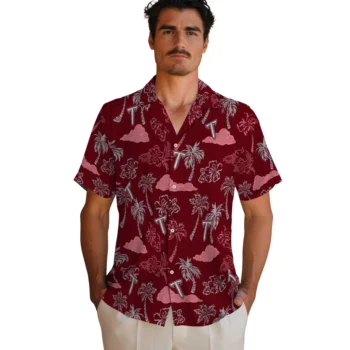troy trojans palm and clouds red hawaiian shirts fashion forward