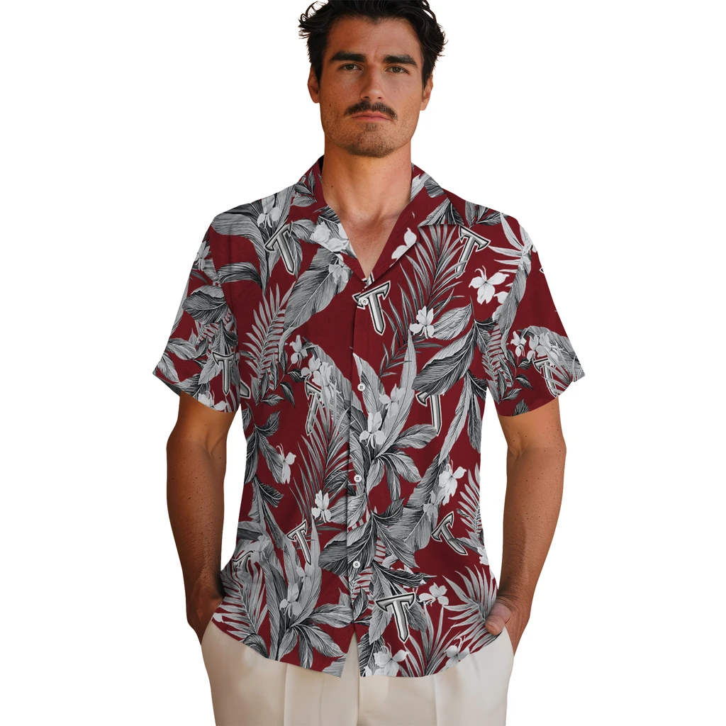 Troy Trojans Hawaiian Shirt - Palm Leaves troy trojans palm leaves red hawaiian shirts fashion forward