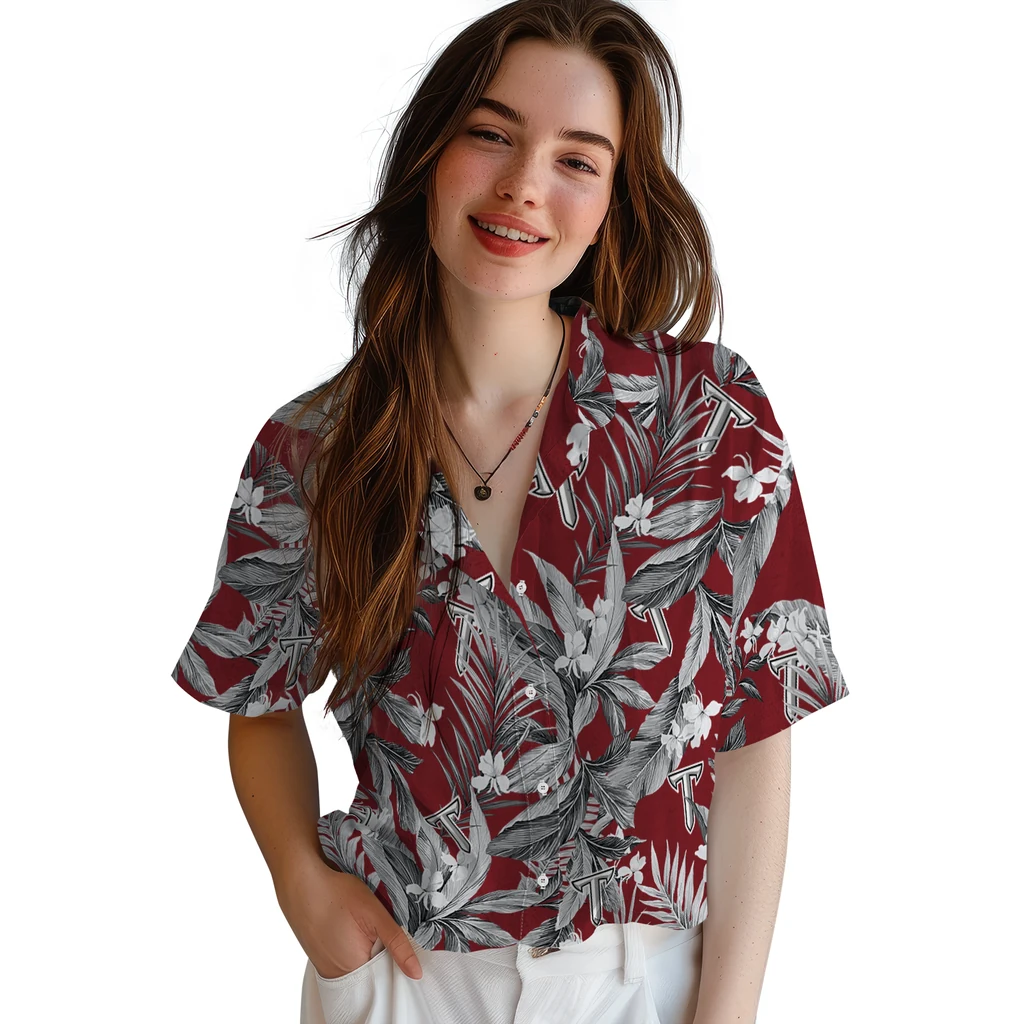 Troy Trojans Hawaiian Shirt - Palm Leaves troy trojans palm leaves red hawaiian shirts latest model