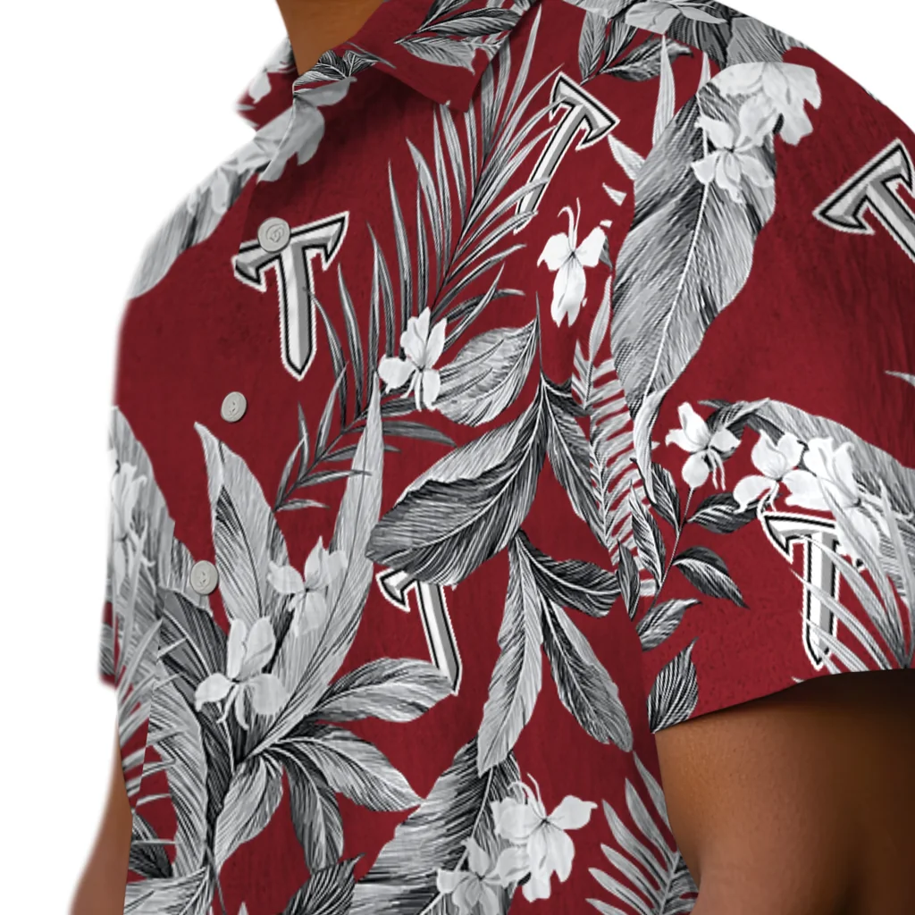 Troy Trojans Hawaiian Shirt - Palm Leaves troy trojans palm leaves red hawaiian shirts trendy